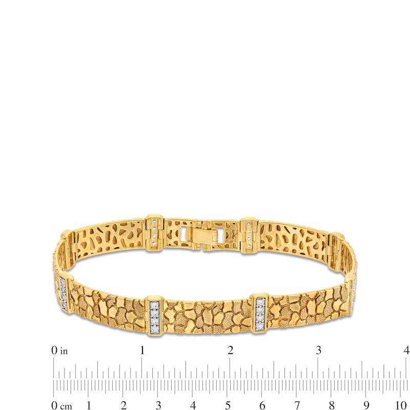 Main Image 3 of 3/4 CT. T.W. Diamond Nugget Link Alternating Bracelet in 10K Gold - 8.5&quot;