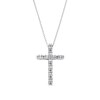 Thumbnail Image 1 of 1/2 CT. T.W. Baguette and Round Diamond Alternating Duos Cross Pendant in 10K White Gold