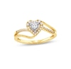 Thumbnail Image 1 of 1/4 CT. T.W. Diamond Heart Frame Bypass Shank Promise Ring in 10K Gold