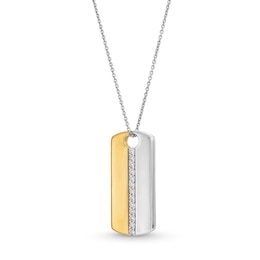 1/3 CT. T.W. Diamond Center Rectangle Pendant in 10K Two-Tone Gold - 24&quot;