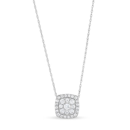 1/2 CT. T.W. Multi-Diamond Cushion Frame Pendant in 10K White Gold