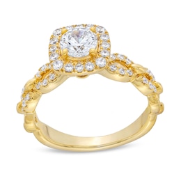 1 CT. T.W. Diamond Cushion-Shaped Frame Chain Link Engagement Ring in 14K Gold
