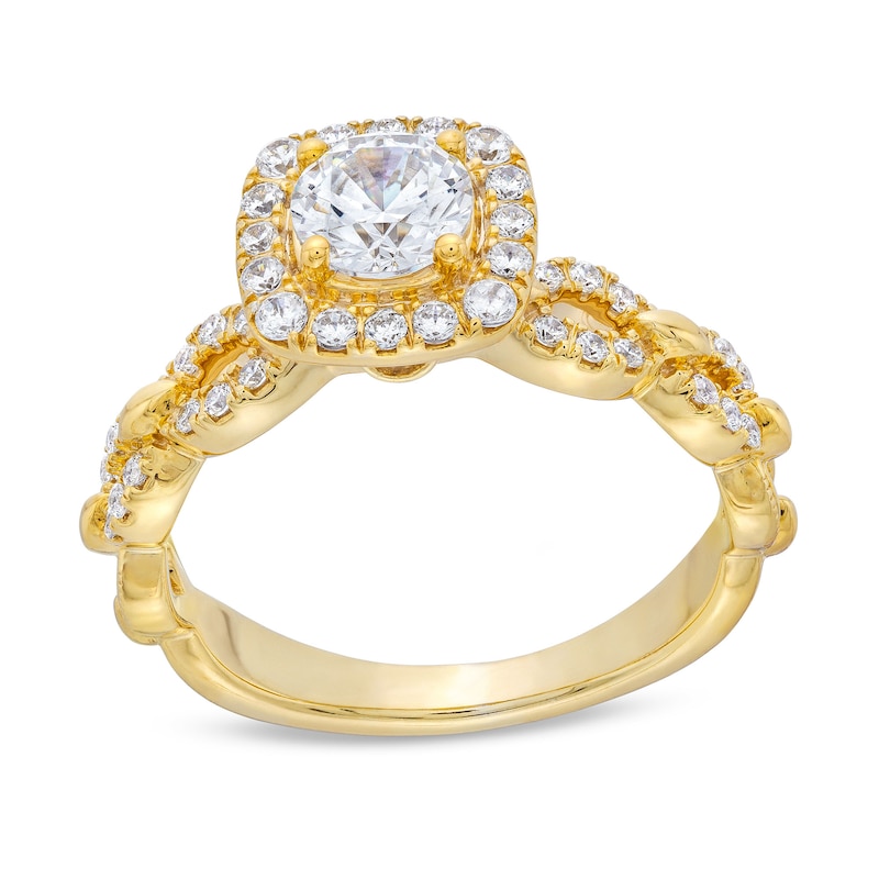 Main Image 1 of 1 CT. T.W. Diamond Cushion-Shaped Frame Chain Link Engagement Ring in 14K Gold