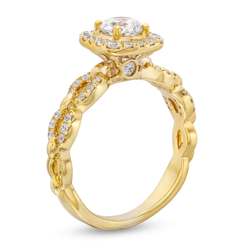 Main Image 3 of 1 CT. T.W. Diamond Cushion-Shaped Frame Chain Link Engagement Ring in 14K Gold