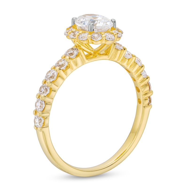 Main Image 3 of 1-1/2 CT. T.W. Oval Certified Diamond Frame Engagement Ring in 14K Gold (I/SI2)