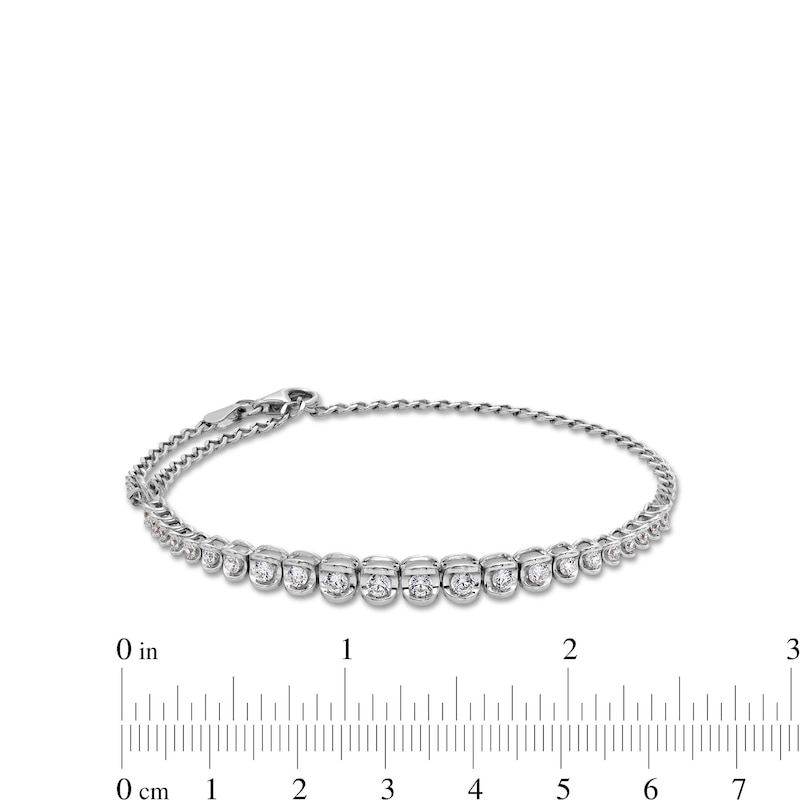 Main Image 3 of 1/2 CT. T.W. Diamond Graduated Adjustable Chain Bracelet in Sterling Silver - 9&quot;