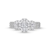 Thumbnail Image 4 of 1-1/2 CT. T.W. Oval Diamond Frame Past Present Future® Double Row Engagement Ring in 14K White Gold