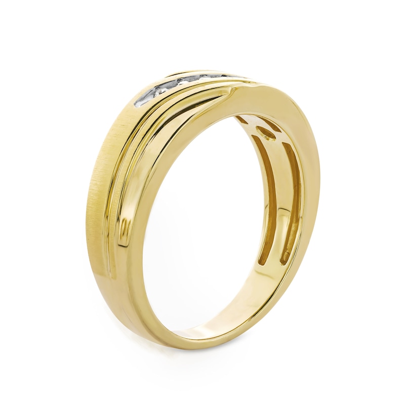 Main Image 3 of 1/15 CT. T.W. Diamond Five Stone Slant Bypass Wave Anniversary Band in 10K Gold