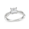 Thumbnail Image 1 of 1-3/8 CT. T.W. Certified Princess-Cut Lab-Created Diamond Twist Shank Engagement Ring in 14K White Gold (I/SI2)