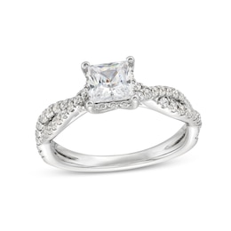 1-3/8 CT. T.W. Certified Princess-Cut Lab-Created Diamond Twist Shank Engagement Ring in 14K White Gold (I/SI2)