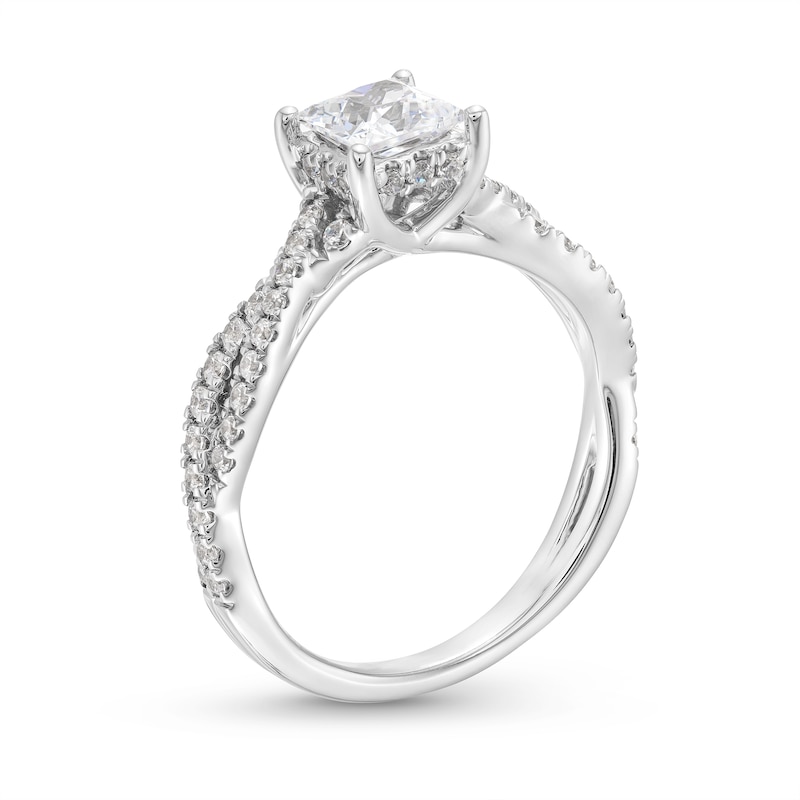 Main Image 3 of 1-3/8 CT. T.W. Certified Princess-Cut Lab-Created Diamond Twist Shank Engagement Ring in 14K White Gold (I/SI2)