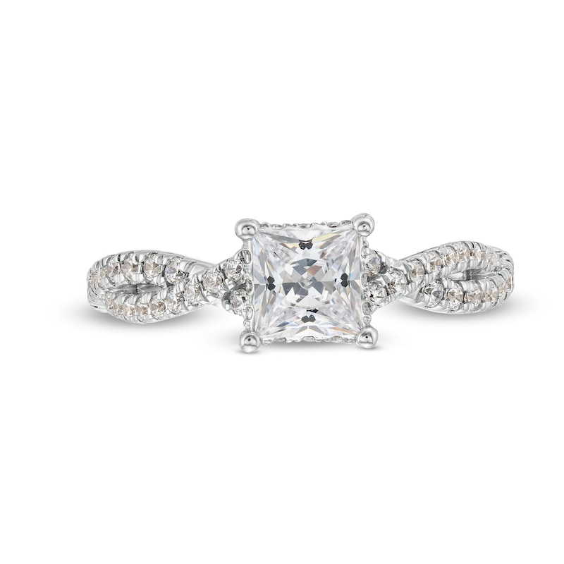 Main Image 4 of 1-3/8 CT. T.W. Certified Princess-Cut Lab-Created Diamond Twist Shank Engagement Ring in 14K White Gold (I/SI2)