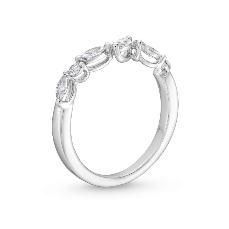 Main Image 3 of 3/8 CT. T.W. Marquise-Cut and Round Diamond Alternating Contour Anniversary Band in 14K White Gold