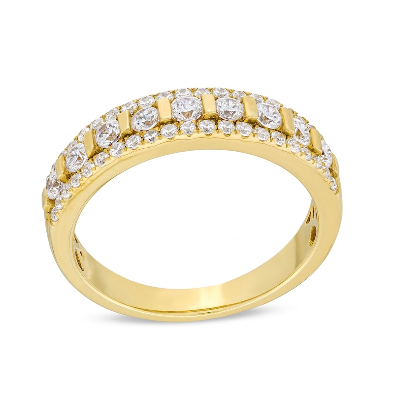 Main Image 1 of 3/4 CT. T.W. Diamond Channel-Set Triple Row Anniversary Band in 14K Gold