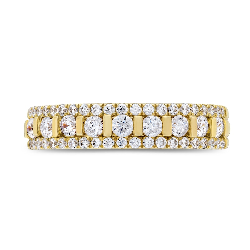 Main Image 4 of 3/4 CT. T.W. Diamond Channel-Set Triple Row Anniversary Band in 14K Gold