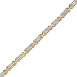 1 CT. T.W. Diamond &quot;XO&quot; Link Bracelet in 10K Gold