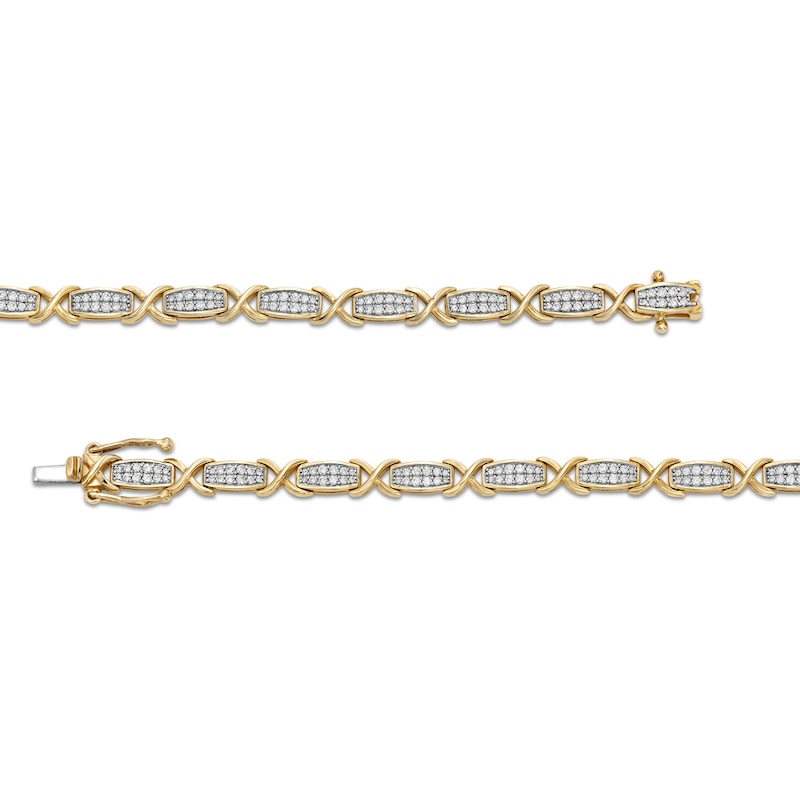 Main Image 3 of 1 CT. T.W. Diamond &quot;XO&quot; Link Bracelet in 10K Gold