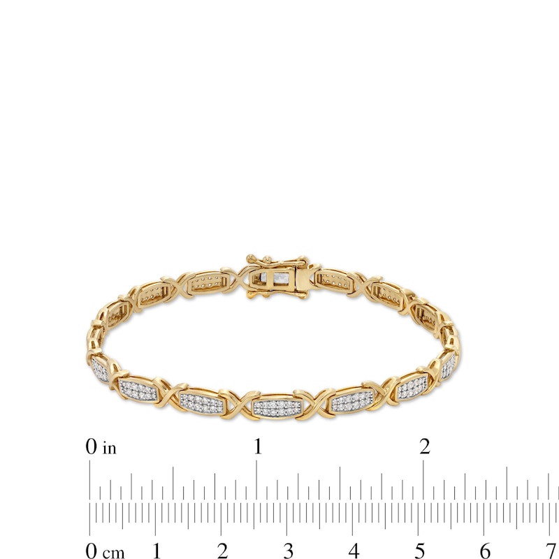 Main Image 4 of 1 CT. T.W. Diamond &quot;XO&quot; Link Bracelet in 10K Gold