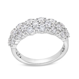 1-1/2 CT. T.W. Diamond Alternating Triple Row Anniversary Band in 14K White Gold