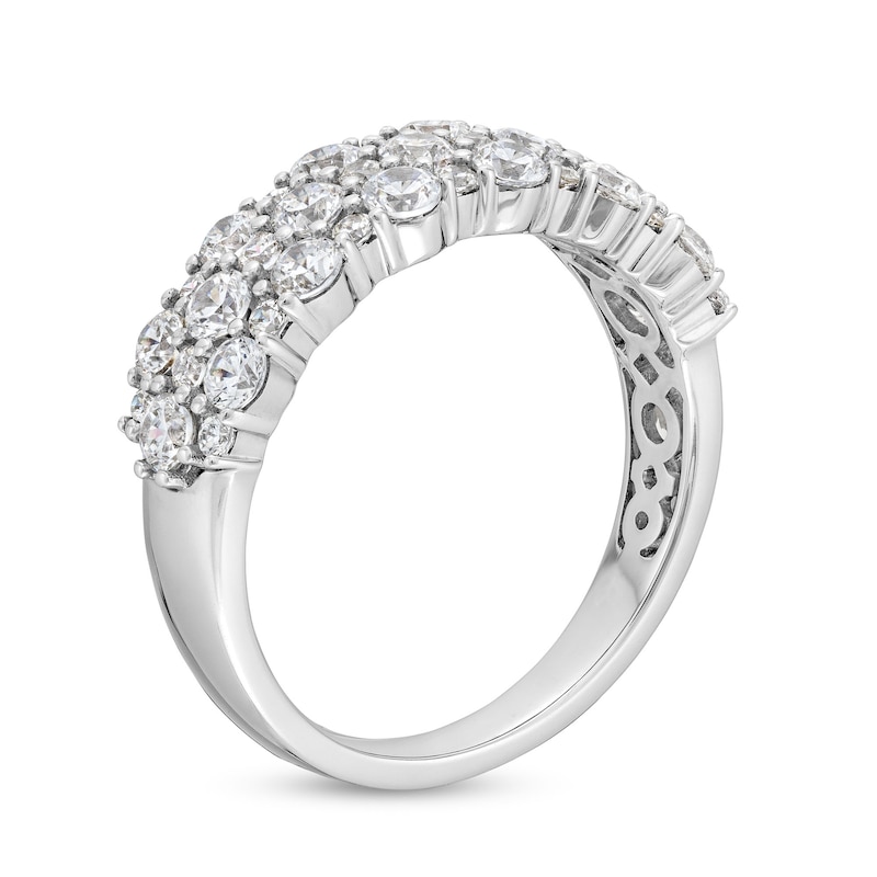 1-1/2 CT. T.W. Diamond Alternating Triple Row Anniversary Band in 14K White Gold