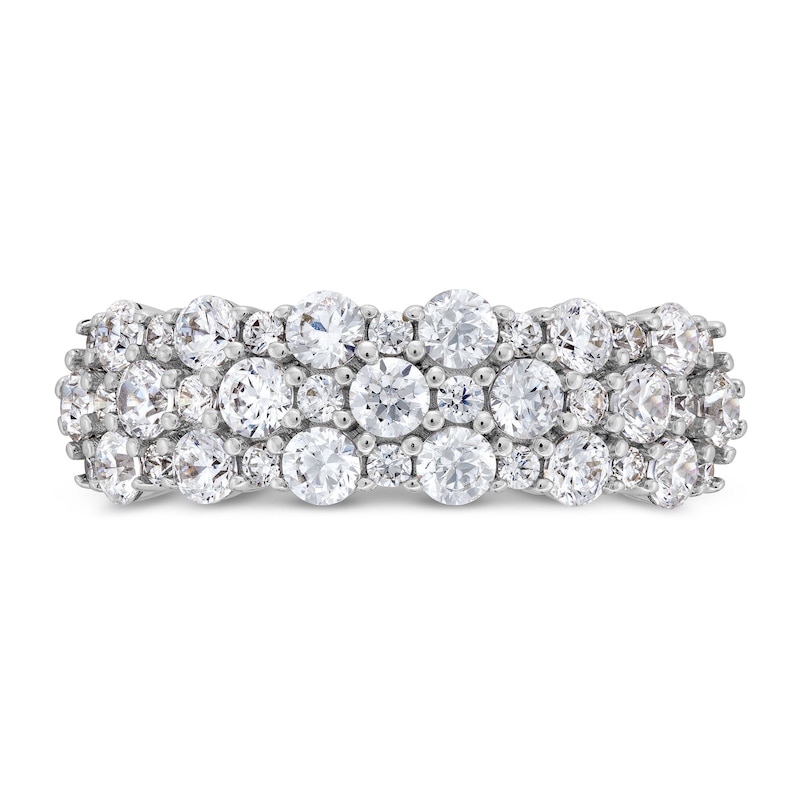 1-1/2 CT. T.W. Diamond Alternating Triple Row Anniversary Band in 14K White Gold