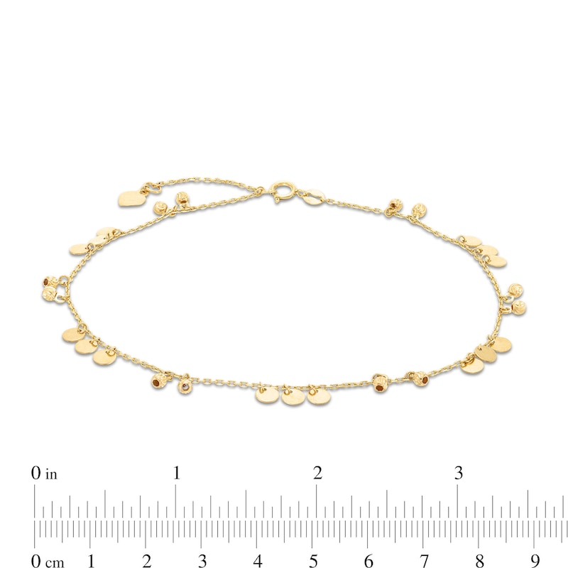 Main Image 3 of Bead and Disc Drop Anklet in 10K Gold - 10”