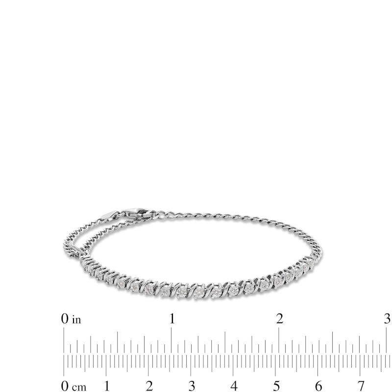 1/10 CT. T.W. Diamond Miracle Swirl Ribbon Alternating Adjustable Chain Bracelet in Sterling Silver - 9"