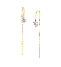 1/5 CT. T.W. Multi-Diamond Star Threader Earrings in Sterling Silver with 14K Gold Plate