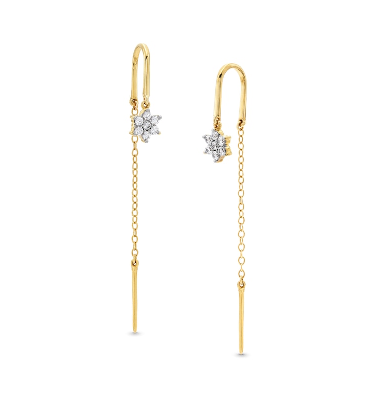 Main Image 1 of 1/5 CT. T.W. Multi-Diamond Star Threader Earrings in Sterling Silver with 14K Gold Plate