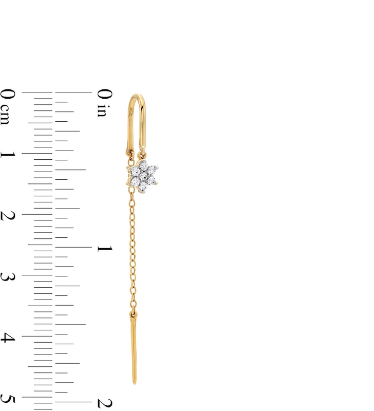 1/5 CT. T.W. Multi-Diamond Star Threader Earrings in Sterling Silver with 14K Gold Plate