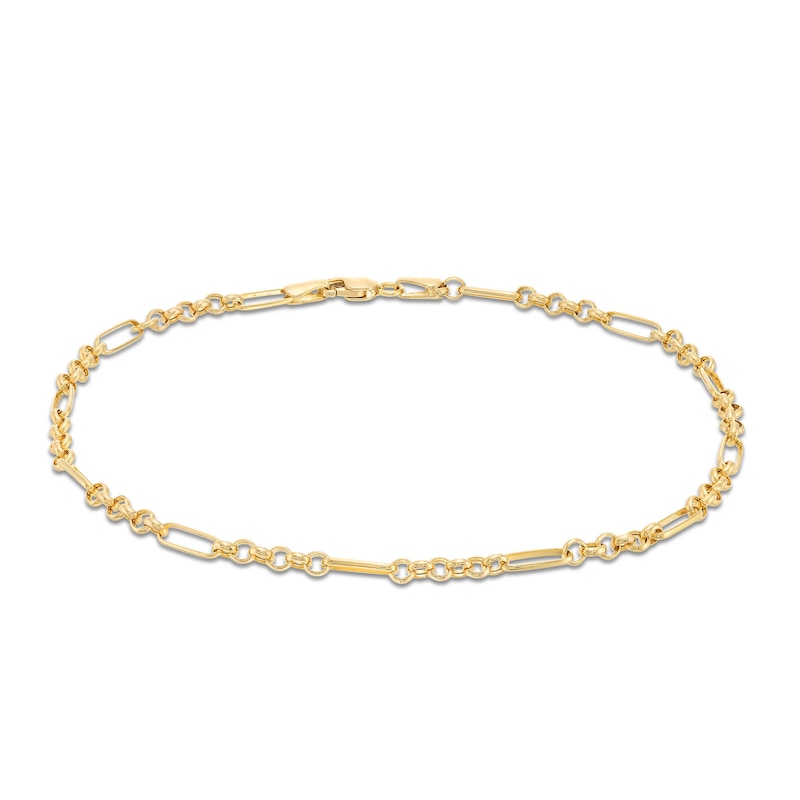 Main Image 1 of Semi-Solid Rolo Chain Anklet in 10K Gold – 10”