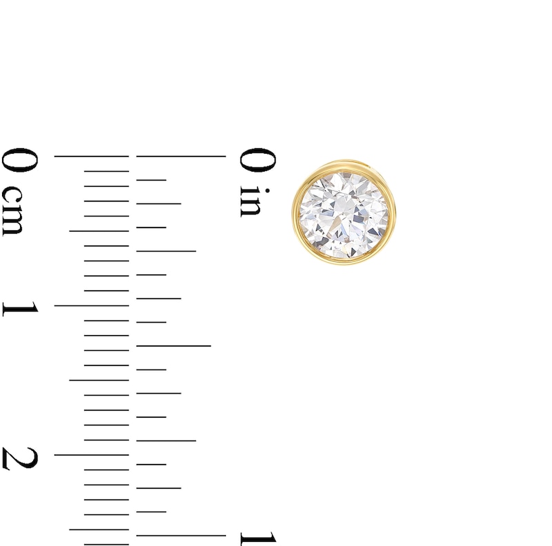 Main Image 3 of 2 CT. T.W. Certified Lab-Created Diamond Bezel-Set Solitaire Stud Earrings in 14K Gold (F/SI2)