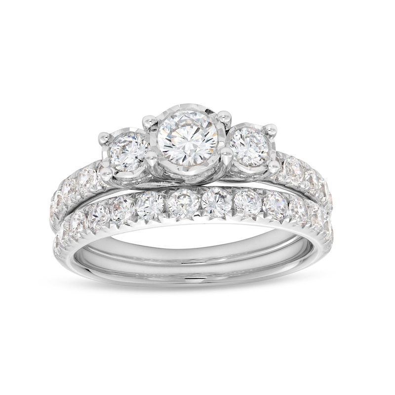 1-1/2 CT. T.W. Diamond Past Present Future® Miracle Bridal Set in 14K White Gold