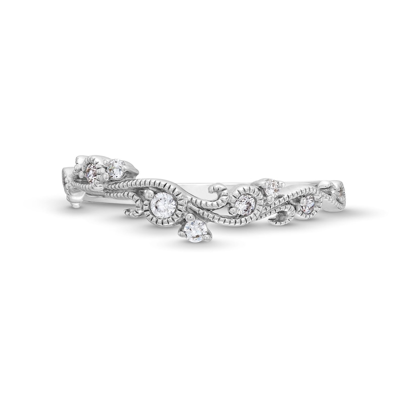 Main Image 4 of 1/10 CT. T.W. Diamond Vintage-Style Filigree Contour Anniversary Band in 10K White Gold