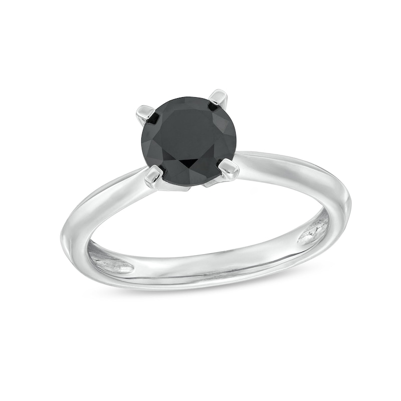 Main Image 1 of 1 CT. Black Diamond Solitaire Ring in 14K White Gold