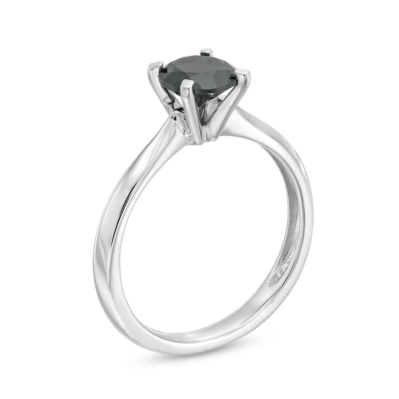 Main Image 3 of 1 CT. Black Diamond Solitaire Ring in 14K White Gold