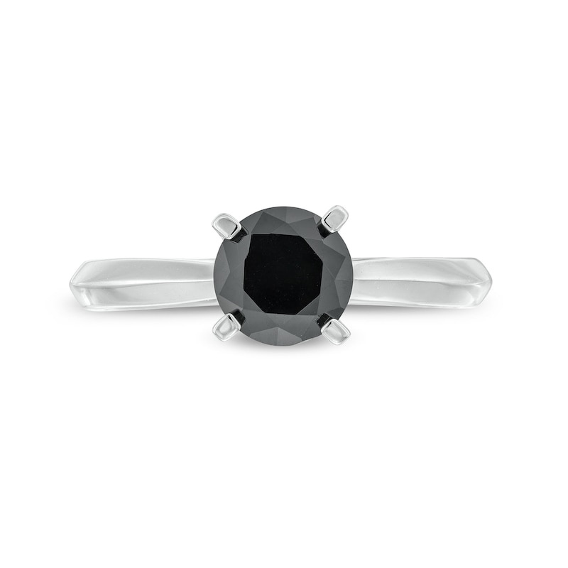 Main Image 4 of 1 CT. Black Diamond Solitaire Ring in 14K White Gold