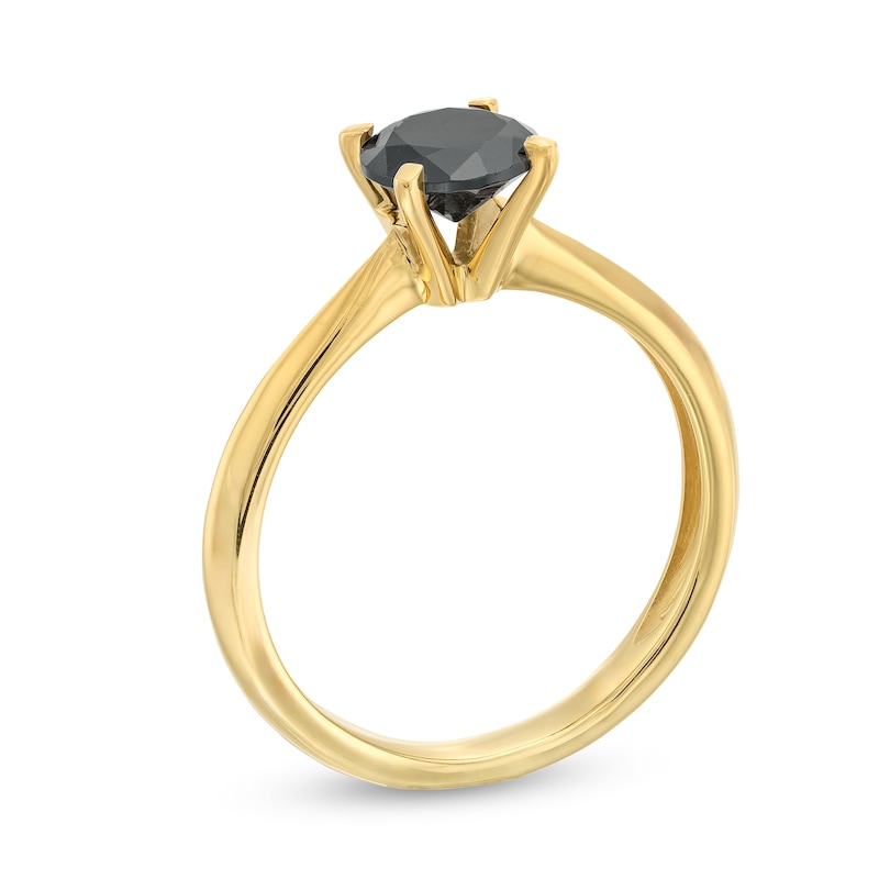 Main Image 3 of 1 CT. Black Diamond Solitaire Ring in 14K Gold