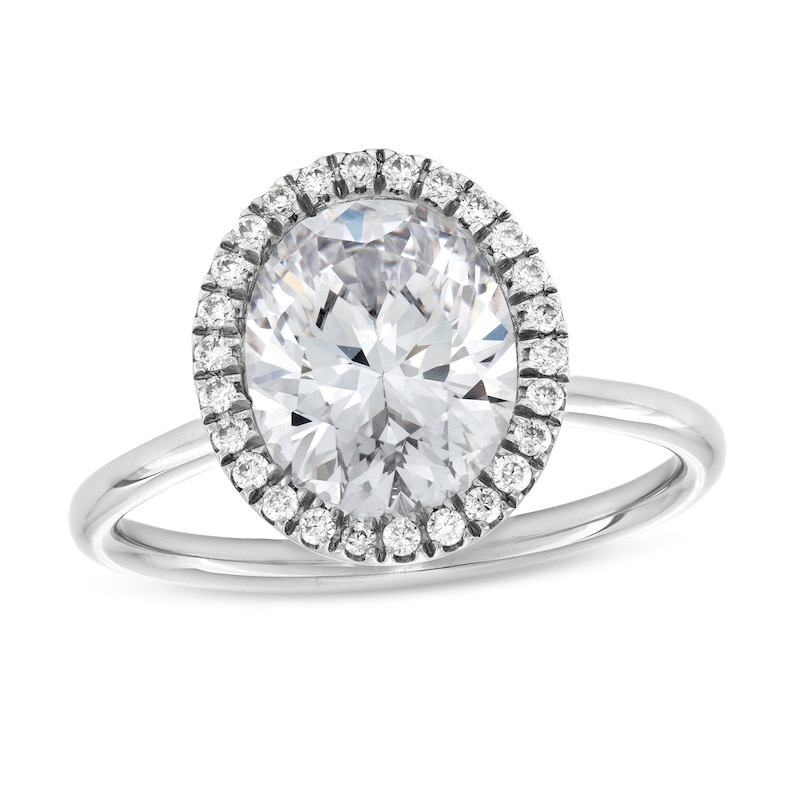 Main Image 1 of 2-5/8 CT. T.W. Oval Certified Lab-Created Diamond Frame Engagement Ring in 14K White Gold (F/VS2)