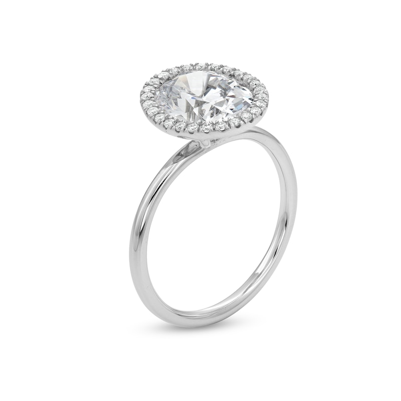 Main Image 3 of 2-5/8 CT. T.W. Oval Certified Lab-Created Diamond Frame Engagement Ring in 14K White Gold (F/VS2)