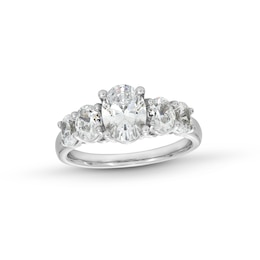 2 CT. T.W. Oval Certified Lab-Created Diamond Graduated Five Stone Engagement Ring in 14K White Gold (F/VS2)