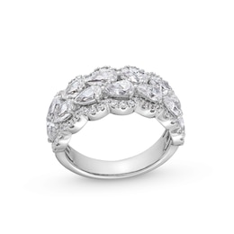 2-1/3 CT. T.W. Certified Pear-Shaped Lab-Created Diamond Scallop Edge Anniversary Band in 14K White Gold (F/VS2)