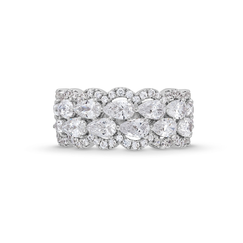 Main Image 4 of 2-1/3 CT. T.W. Certified Pear-Shaped Lab-Created Diamond Scallop Edge Anniversary Band in 14K White Gold (F/VS2)