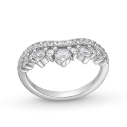 1 CT. T.W. Certified Lab-Created Diamond Crown Contour Double Row Anniversary Band in 14K White Gold (F/VS2)