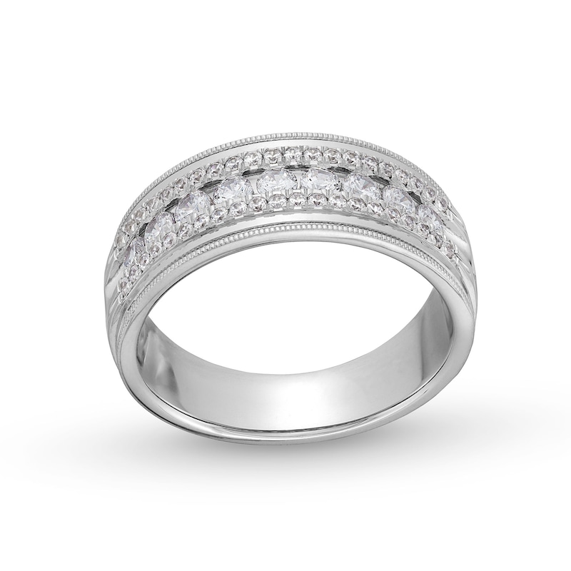 Main Image 1 of 1 CT. T.W. Certified Lab-Created Diamond Triple Row Vintage-Style Anniversary Band in 14K White Gold (F/VS2)