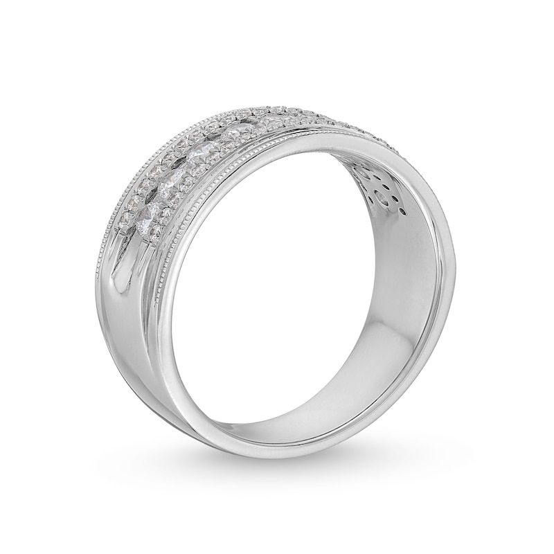 Main Image 2 of 1 CT. T.W. Certified Lab-Created Diamond Triple Row Vintage-Style Anniversary Band in 14K White Gold (F/VS2)