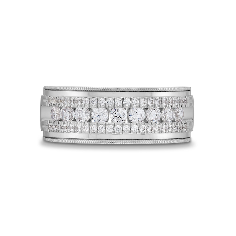 Main Image 3 of 1 CT. T.W. Certified Lab-Created Diamond Triple Row Vintage-Style Anniversary Band in 14K White Gold (F/VS2)