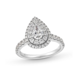 Vera Wang Love Collection 1-1/5 CT. T.W. Pear-Shaped Diamond Double Frame Engagement Ring in 14K White Gold