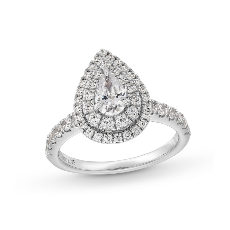 Main Image 1 of Vera Wang Love Collection 1-1/5 CT. T.W. Pear-Shaped Diamond Double Frame Engagement Ring in 14K White Gold