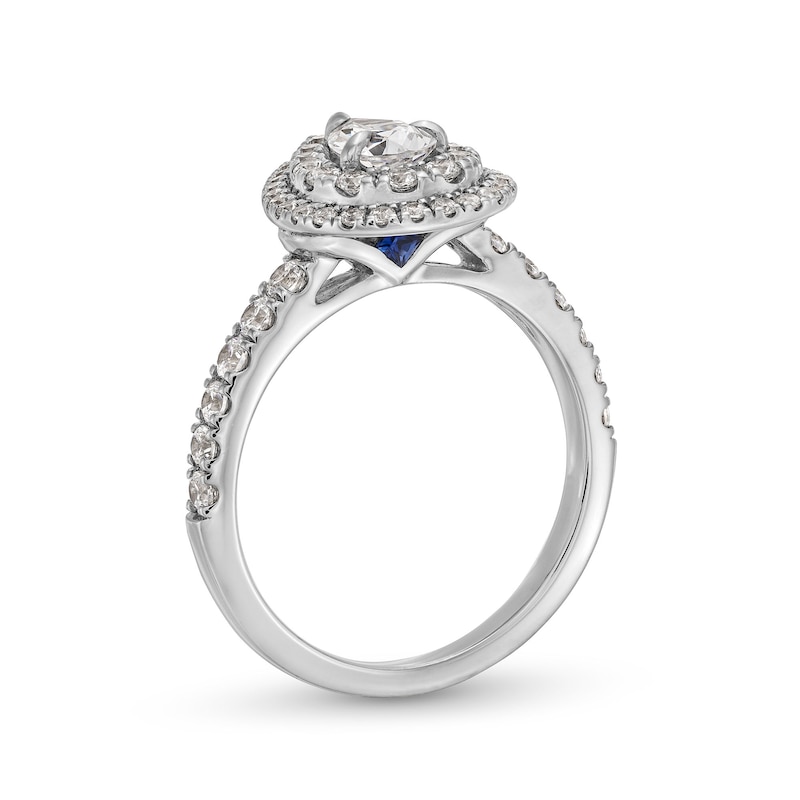 Main Image 2 of Vera Wang Love Collection 1-1/5 CT. T.W. Pear-Shaped Diamond Double Frame Engagement Ring in 14K White Gold